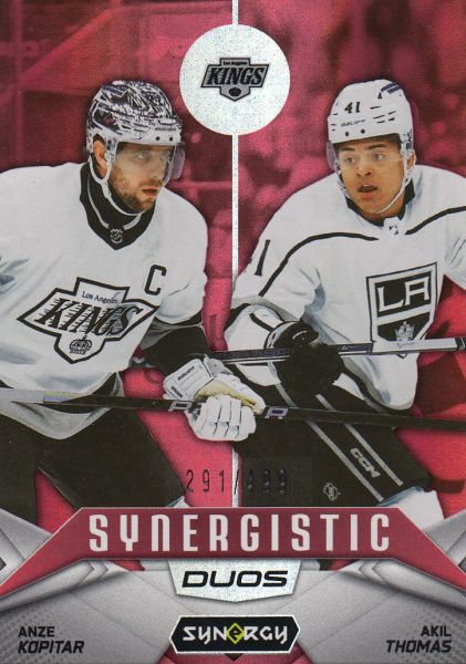 insert RC karta KOPITAR/THOMAS 24-25 Synergy Synergistic Duos Stars and Rookies Red /499